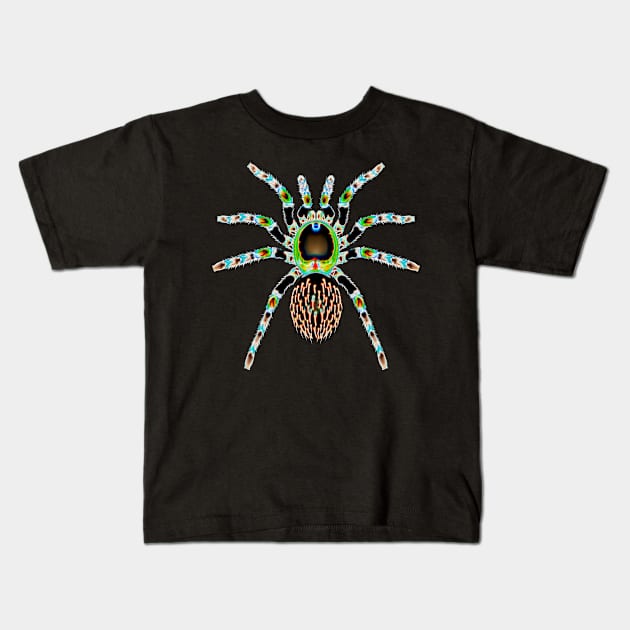 Psychedelic Spider One Kids T-Shirt by crunchysqueak